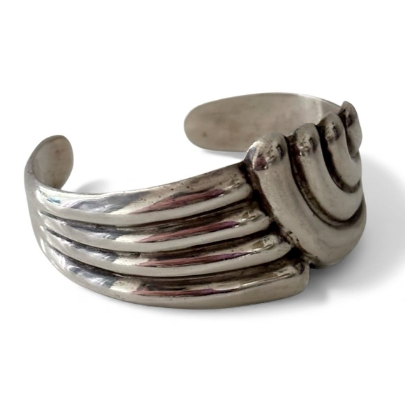 Vintage Sterling Silver 925 Cuff Bracelet Taxco Mexico Signed TH-39 - Picture 3 of 8